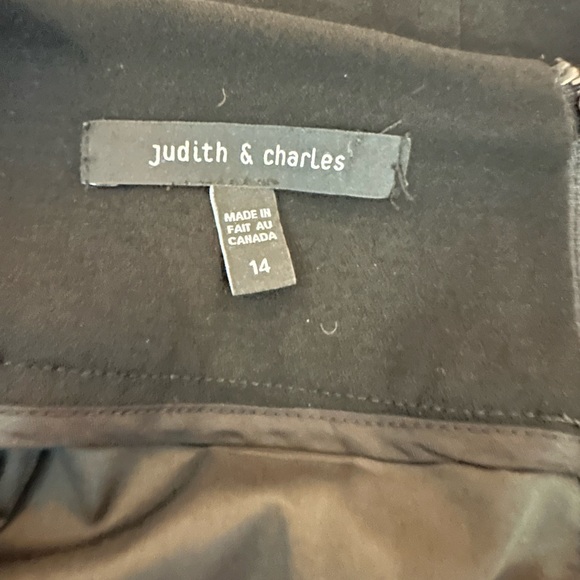 Judith & Charles Black Front Slit Pencil Skirt with Lamb Leather Waist (size 14) - Picture 3 of 5